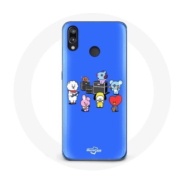Чехол для Huawei P20 Lite BTS BT21 Tata Chimmy Cooky Rj Koya Shooky And Mang Play Music Синий фон