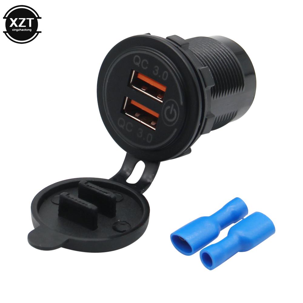36 Вт QC3.0 USB зарядное устройство мотоцикл автомобиль грузовик лодка двойное USB зарядное гнездо водонепроницаемый сенсорный переключатель для телефона планшет камера GPS DVR