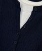NOIRER FOR WOMAN Layered Henley Neck Signature Cable Knit (Navy)