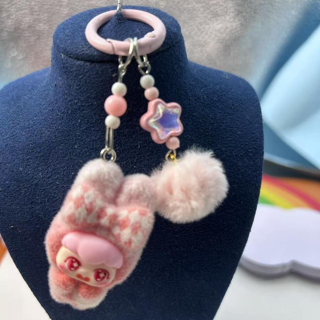 Мультяшная флокированная кукла, брелок-подвеска, милая кукла, DIY аксессуары, подвеска для украшения мобильного телефона