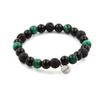 Stones and Minerals. Green Tiger Eye + Lava + Black Agate 8 Mm Beaded Bracelet. Made In France.