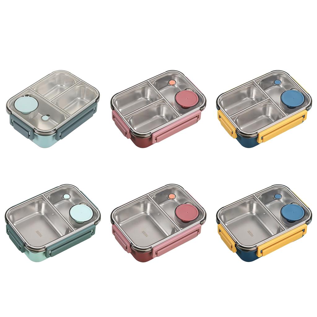 304 Stainless Steel Food Storage Container with Dividers Meal Box Portable Lunch Box for Office and Outdoor Use