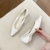 Comemore Shoes for Women Spring Autumn Low Heels Single Shoe Casual Solid Color Slip On Pumps Soft Leather Cat Heel Women's Shoe