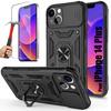 Case - for iPhone 14 Plus - Rigid - Reinforced Camera Protection - Black - 2 Tempered Glasses