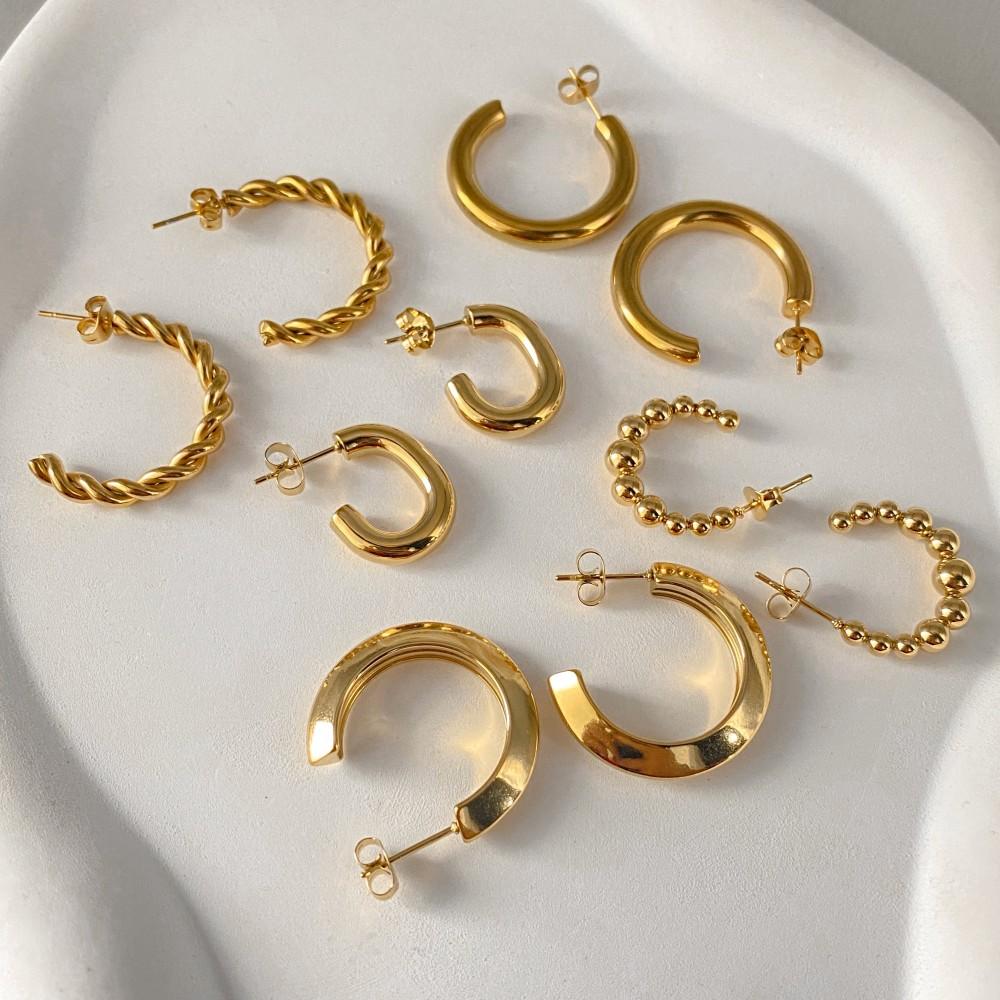 EMANCO Vintage Spiral Twist Hoop Earrings for Women Punk Party Earrings Trendy Gold Color Earrings Jewelry Pendientes