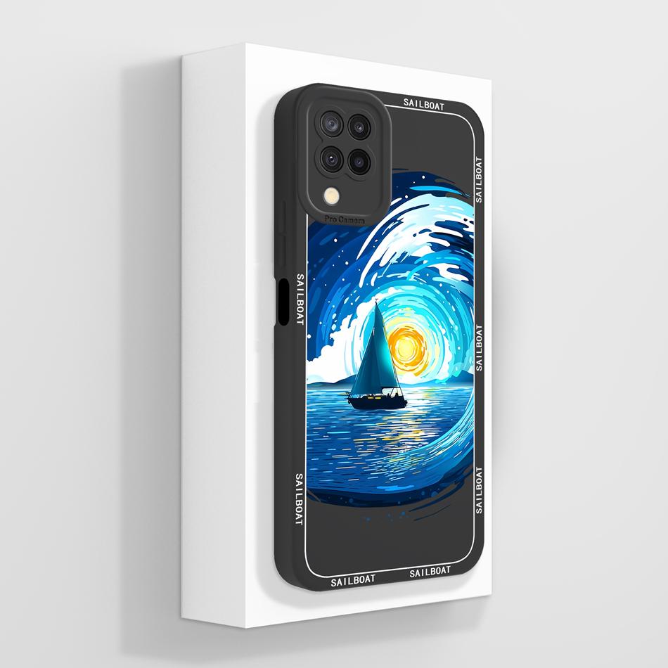 Чехол для Samsung Galaxy A12 M12 F12 Красивая Бабочка Полное Покрытие Чехол для Телефона Противоскользящий Мягкий Гладкий Жидкий Силиконовый Корпус
