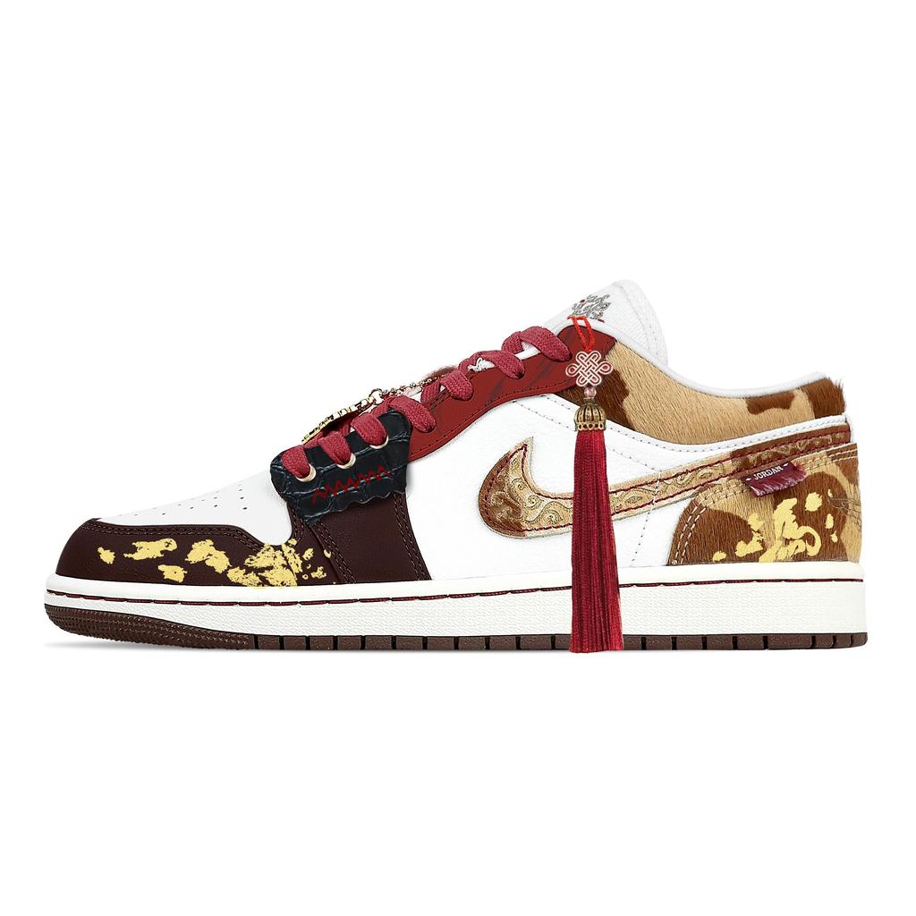 Jordan Air Jordan 1 Instant Wealth, Heart Box Abrasion Resistant Low top Vintage Basketball Shoes Men's Tan IQ5321-121(Team529--)