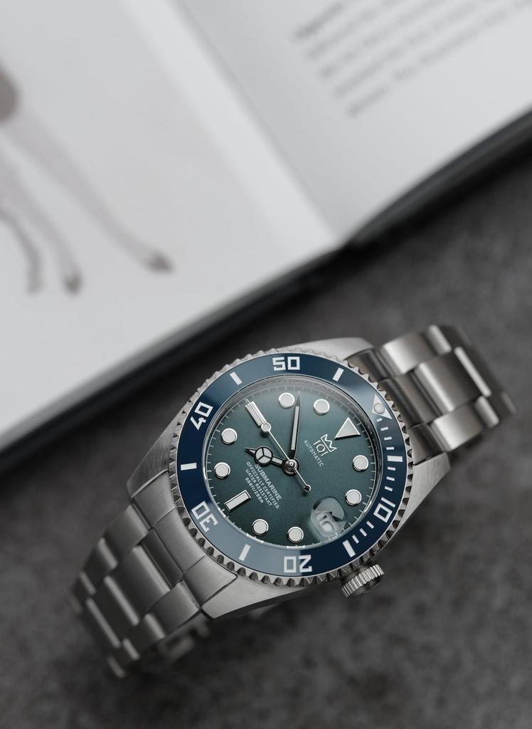 NEW Model Hyakuichi 38mm 20 ATM Water Resistant Automatic Watch Ceramic Bezel Date Mechanical Watch Automatic Winding Deep Aqua [HYAKUICHI 101] No.16D