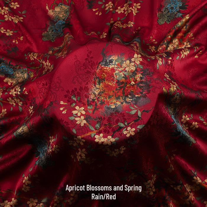 Luxurious Printed Imitation Silk Xiangyun Yarn Cheongsam Dress Fabric, Soft Chinese Tang Suit Fabric