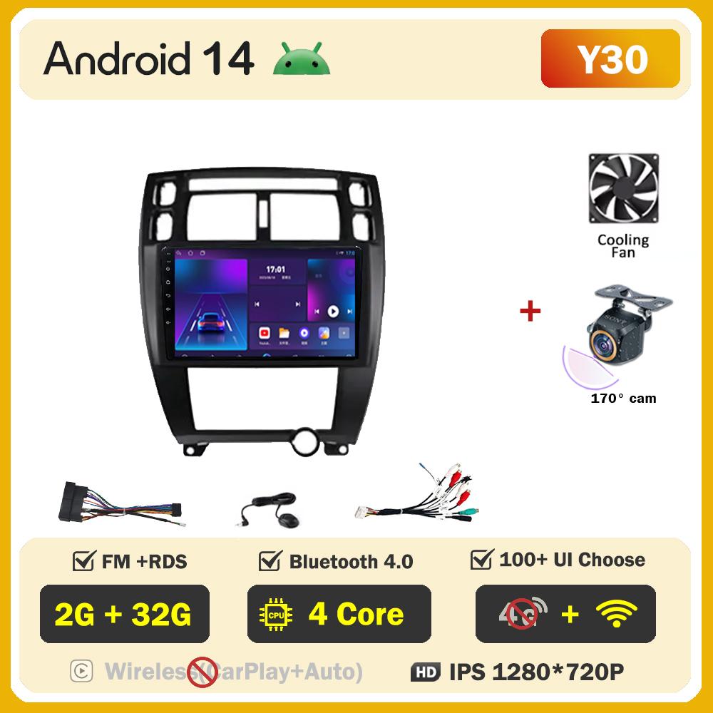 Автомагнитола Android 14 для Hyundai Tucson 1 2004 Carplay Auto Экран Беспроводной Android Auto Интеллектуальные Автомобильные Системы 5G Wi-Fi