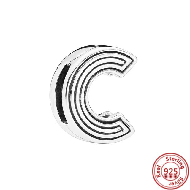 Стерлингового серебра 925 пробы, бусины, буквы, сердце, листья, круг, сверкающие клипсы, подвески, подходят для браслета с отражениями, ювелирные украшения