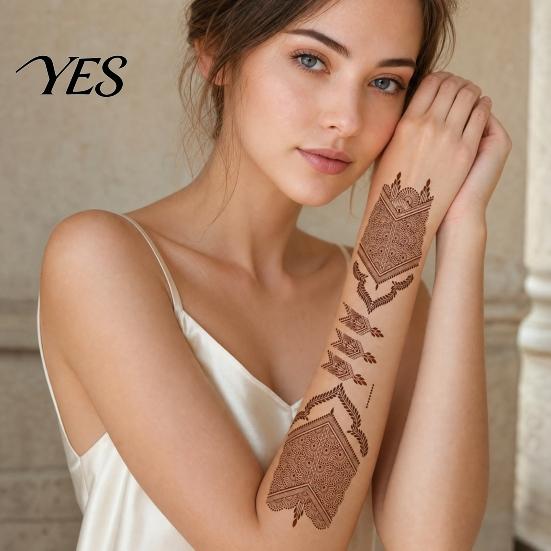 Event Makeup Tattoos Henna Tattoo Stickers, Red Brown Waterproof Lace Temporary Tattoos, Fake Body Indian Mehndi Art for Women Girls, Festival Family