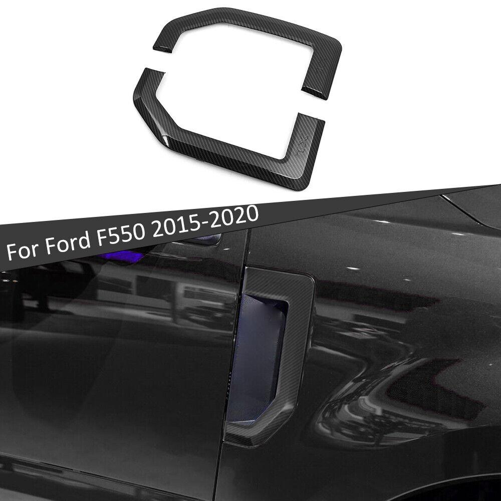 Fender Emblems Cover Trim Bezels For Ford F250 F350 F450 F550 15-20 Carbon Fiber