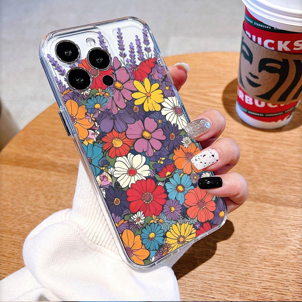 Чехол для телефона с цветными цветами и лавандой для IPhone 14 15 16 17 13 12 11 Pro Max Plus 12 13 Mini Защитный чехол из ТПУ