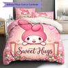 Постельное белье с розовым узором My Melody, Комплект с одеялом, Пододеяльник, Наволочка, Домашний подарок на день рождения(1 пододеяльник + 2 наволочки, без наполнителя)