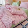 Iins Seersucker Washed Cotton Four-Piece Bedding Set Cotton Solid Color Quilt Cover Set Bedding Three-Piece Set Bed Sheet