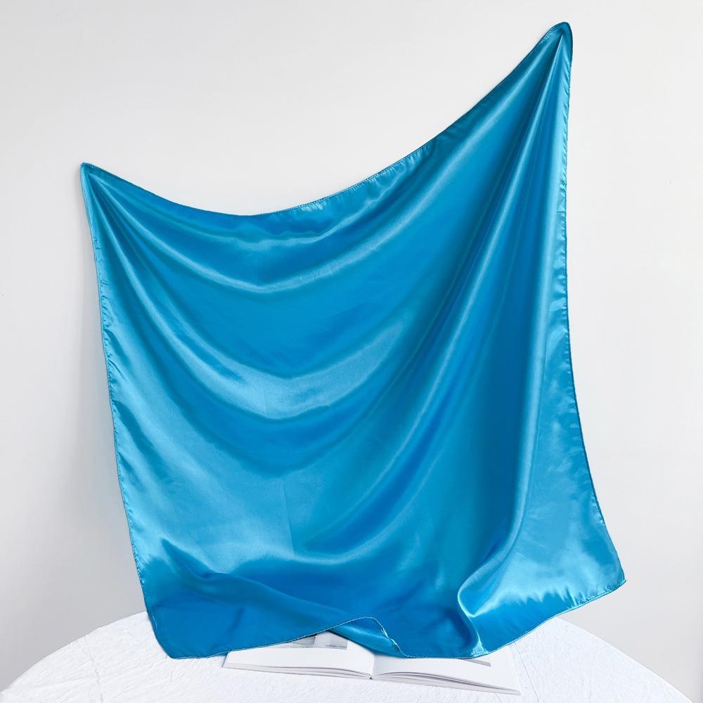 90*90СМ Однотонный Квадратный Шарф для Женщин Шарф и Головной Платок Сатиновый Модный Блестящий Шелковый Шарф