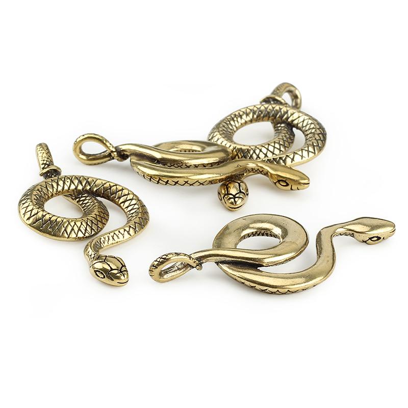 1Pc Vintage Brass Snake Key Ring Outdoor Small Tool Car Hanging