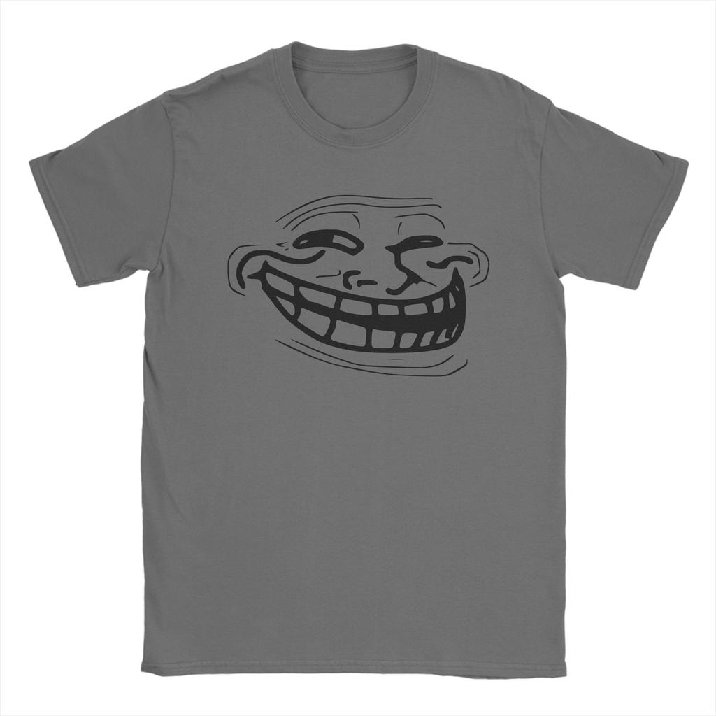 Креативная футболка с дизайном Trollface, унисекс, с круглым вырезом, из чистого хлопка, с коротким рукавом, больших размеров
