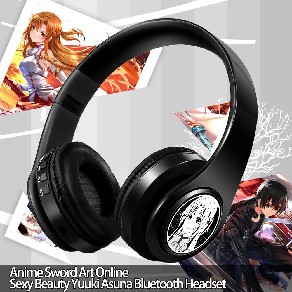 Аниме Sao Sword Art Online Юки Асуна Беспроводные Bluetooth-наушники Накладные игровые наушники с микрофоном Слот для карт Tf для Ios Android