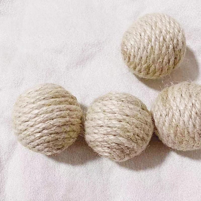1/1/11PCS Cats Sounding Ball Interactive Handmade Sisal Cat Scratching Ball Make Sounds Cat Toy Home Kitten Ball Toys
