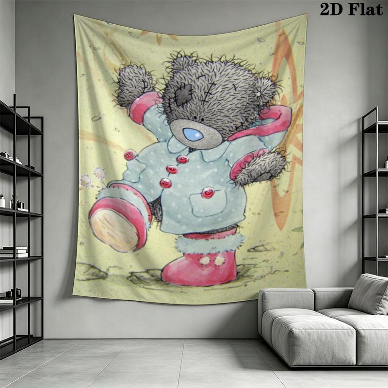 Tatty Teddy Wall Tapestry Aesthetic Wall Hanging Printed Fabric Blanket Decorative Tapestries for Bedroom Living Room Home Decor