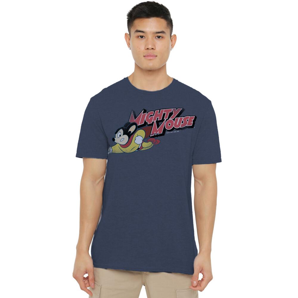 Mighty Mouse Mighty Retro T-Shirt S-2XL, Navy Unisex T-Shirt
