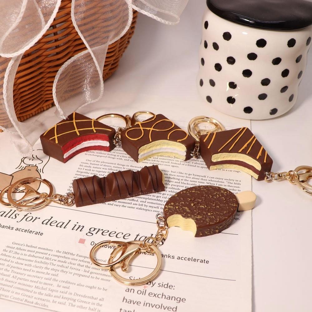 Realistic Food Chocolate Pie Keychain Simulation Dessert Bag Pendant Ice Cream Keychains Bag Decor