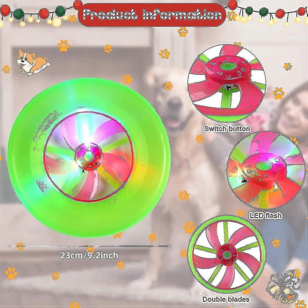 2 Pieces Flashlight Led Dog Disc Puppy Disc Toys Dog Flying Discs With Long-lasting Led Light Multi-colored Flying Dog Disc Toys Puppy Interactive Toy