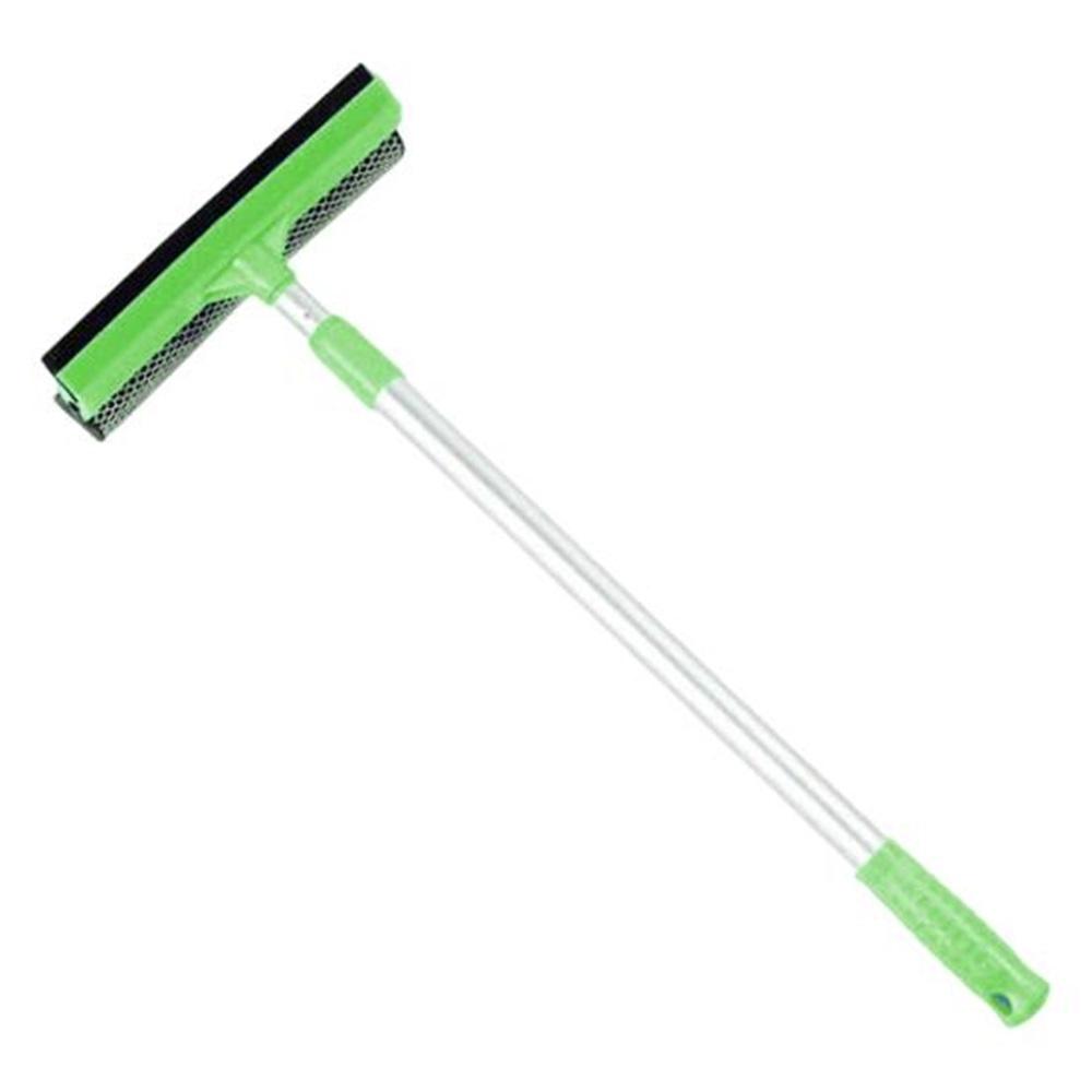 Window Cleaner with Retractable Handle Glass Doors Mirrors Natural Rubber Scraper Adjustable Length Window Wiper