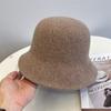 Fashion Wool Knitted Short Brim Dome Bucket Hat Women's Autumn and Winter Versatile Leisure Basin Hat Foldable
