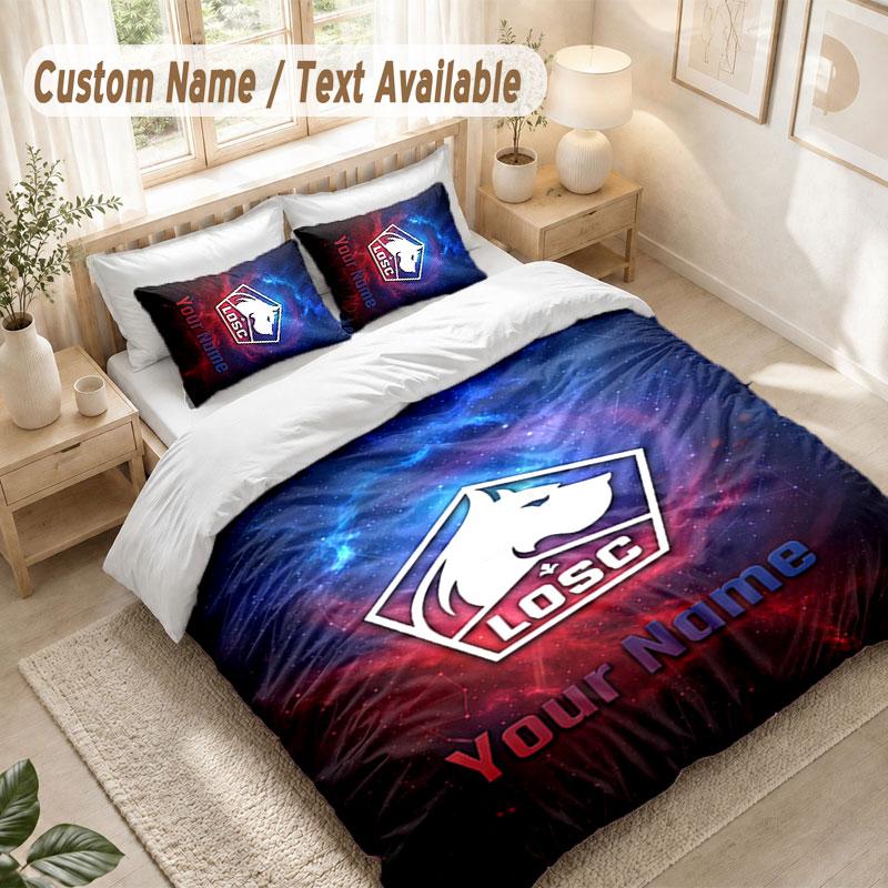 Custom Name Bedding Set 3 PiecesLOSC Lille Print Duvet Cover + 2 Pillowcases Soft Bed Decor