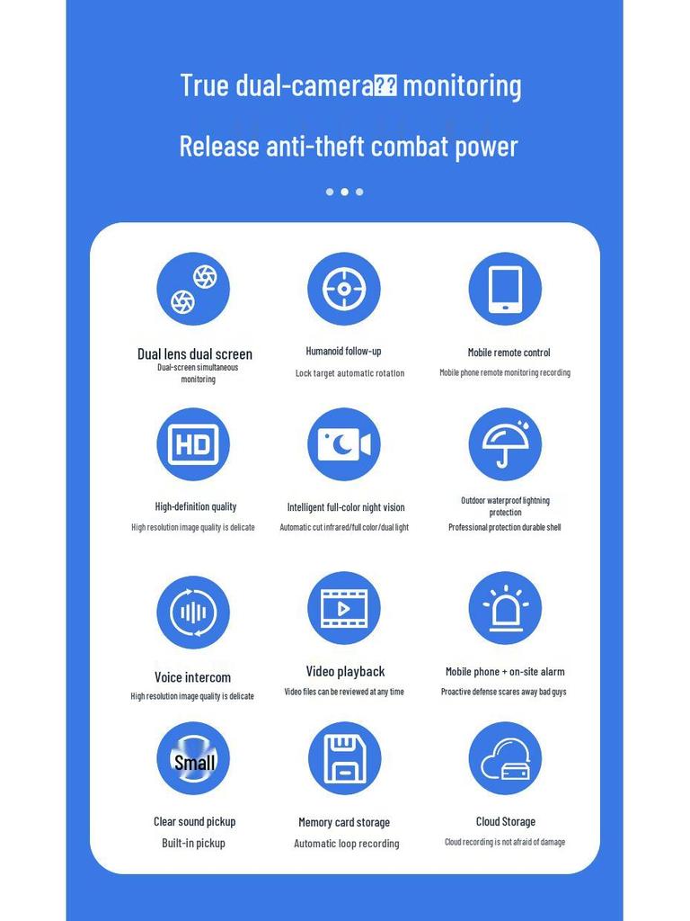 Outdoor HD Panoramic Binocular Camera with Full Color Night Vision and Mobile Remote Control