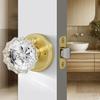 Privacy Crystal Door Knob, Gold Vintage Crystal Door Knob with Privacy Lock, Glass Doorknob Interior for Bathroom, Bedroom, Satin Brass