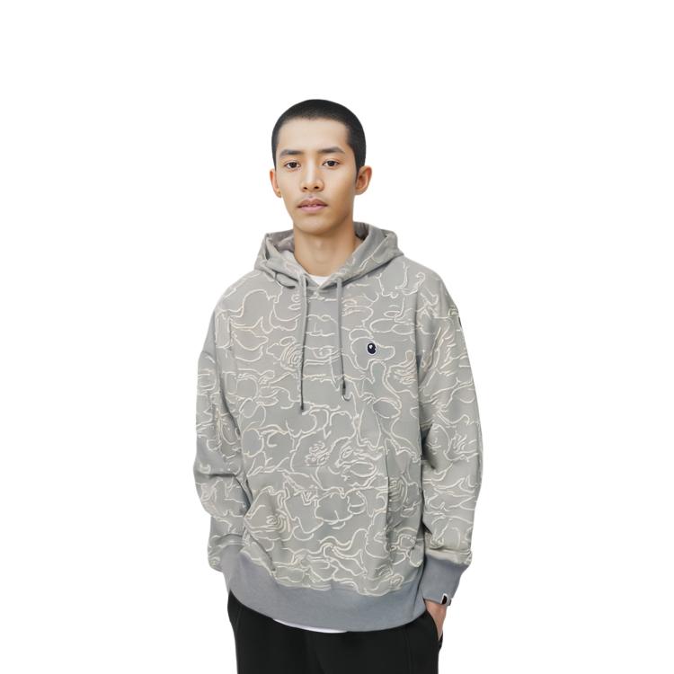 Толстовка с капюшоном Bape Неоновый камуфляж Жаккард Свободный крой 0ZXSWM114008M