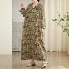 New Color V-neck Retro Long Skirt Cotton Linen Dress