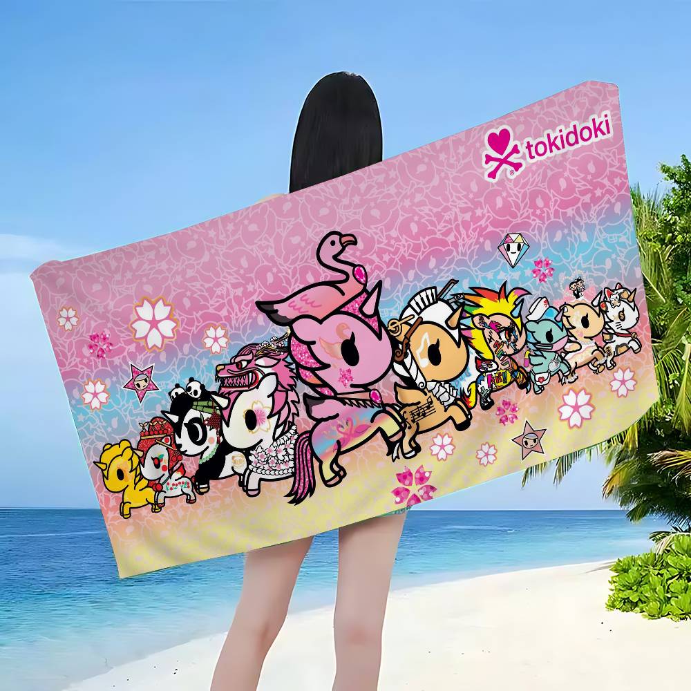 Кавайи T-Tokidoki Аниме Пляжное полотенце Цветные банные полотенца Для девочки Микрофибра Быстросохнущее Без песка Пляж Йога Спа Бассейн