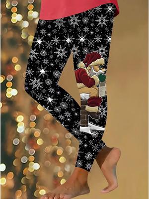 Женские рождественские леггинсы для йоги с эластичными принтами, фитнес, бег, спортзал, активные штаны