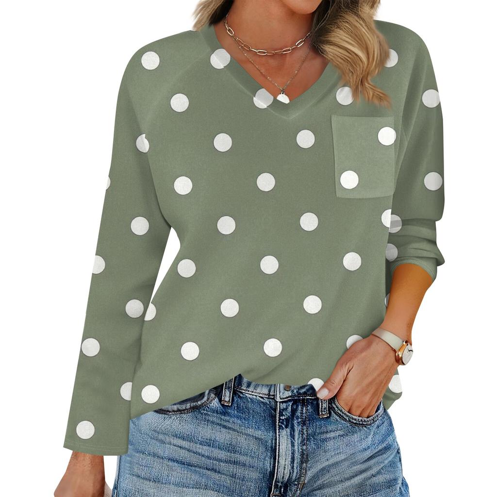 Женская футболка реглан с длинным рукавом, V-образным вырезом, вставками однотонного цвета, повседневный топ-пуловер, V-образный вырез, карман, базовая рубашка