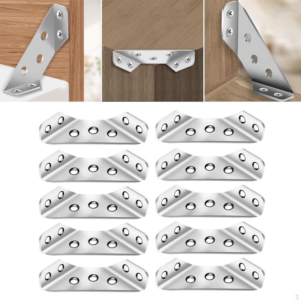 10 шт., угловые скобки из нержавеющей стали, угловые скобы, мебельные соединители для