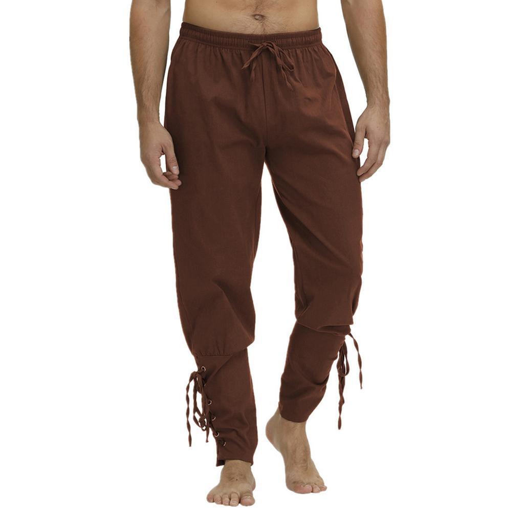 Men's Casual Strappy Skinny Pants For Drama Performances Solid Color Trousers