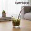 2 Piece Anti-skid Design Straw Spoon Reusable Drinking Stirring Straw Filter Straw  Travel