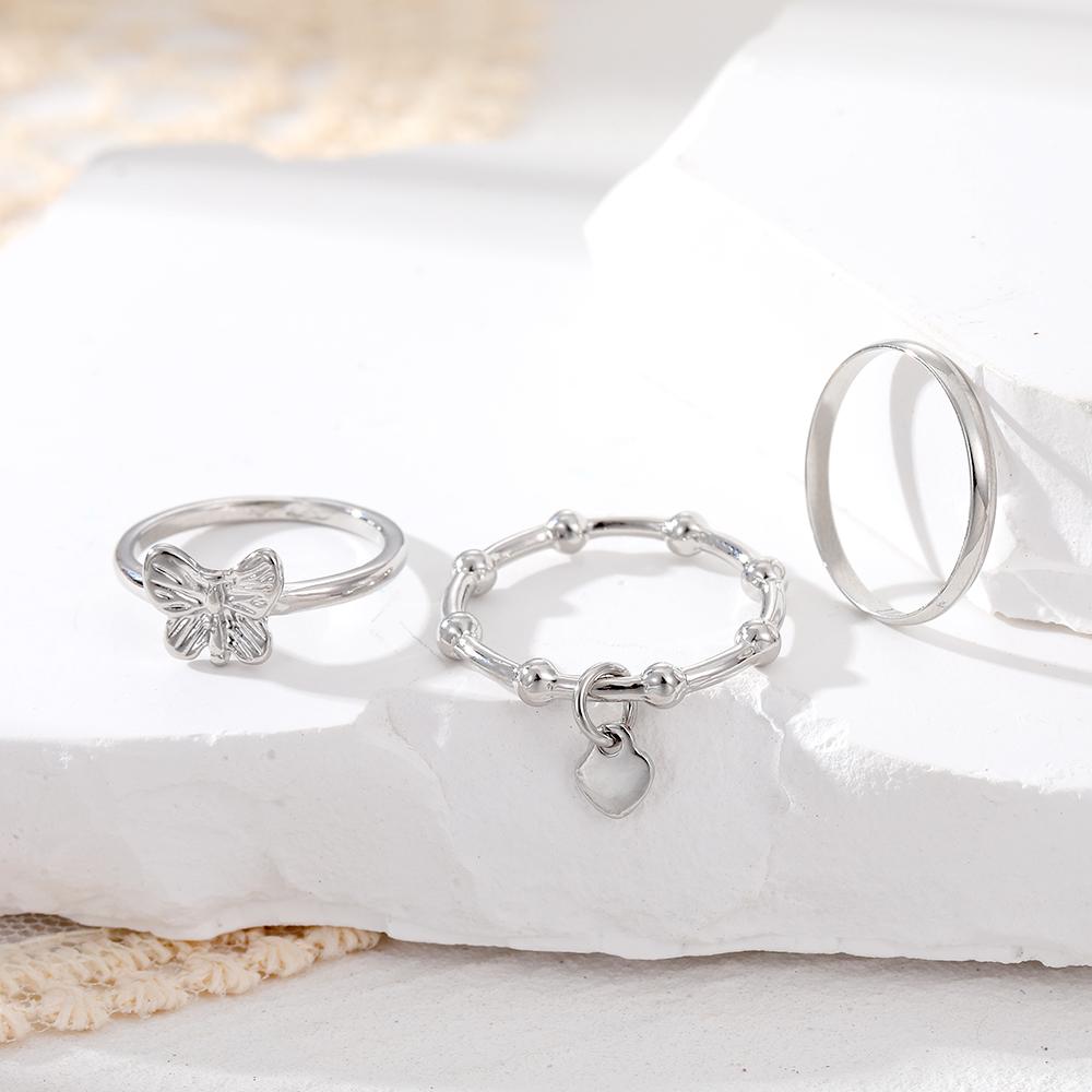 Модный комплект колец для пары, кольцо-бабочка с кисточкой, трехсекционное кольцо «Любовь», простое и элегантное кольцо
