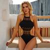 Sexy Lace Hollow Bikini Swimsuit Fashion Female Slim Open Back One-piece Swimsuit Swimming