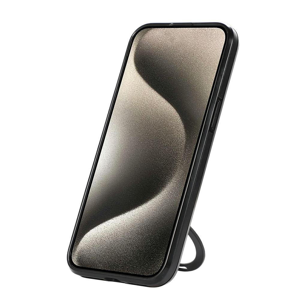 For iPhone 13 Pro Max Case Magnetic Kickstand PU Leather Coated PC+TPU Phone Cover