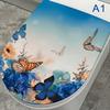 Rose Flower Butterfly Pattern Toilet Stickers Bathroom Decoration Stickers Self-Adhesive Paintings Removable Pvc Sticker