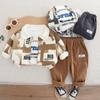 Children's Spring New Long Sleeve Three Piece Set 0-5 Year Old Boys' Fashion Color Blocked Coat Baby Clothes