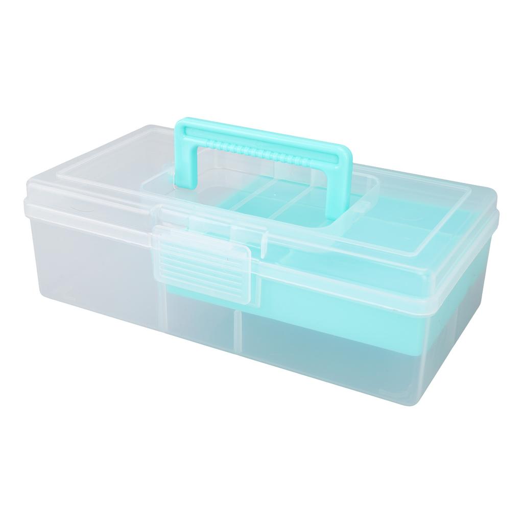 Fishing Bait Box Plastic Lure Case Double Sided Clear with Buckle Comfortable Handle Fishing Tackle for Outdoor Jigs
