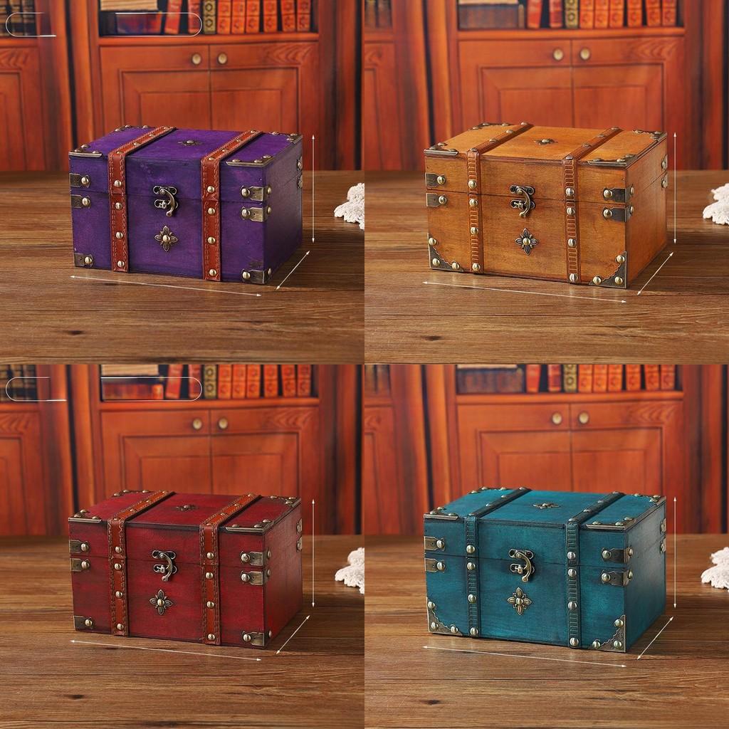Storage Wooden Vintage Box With Lid For Desk And Shelf Organization Decoration