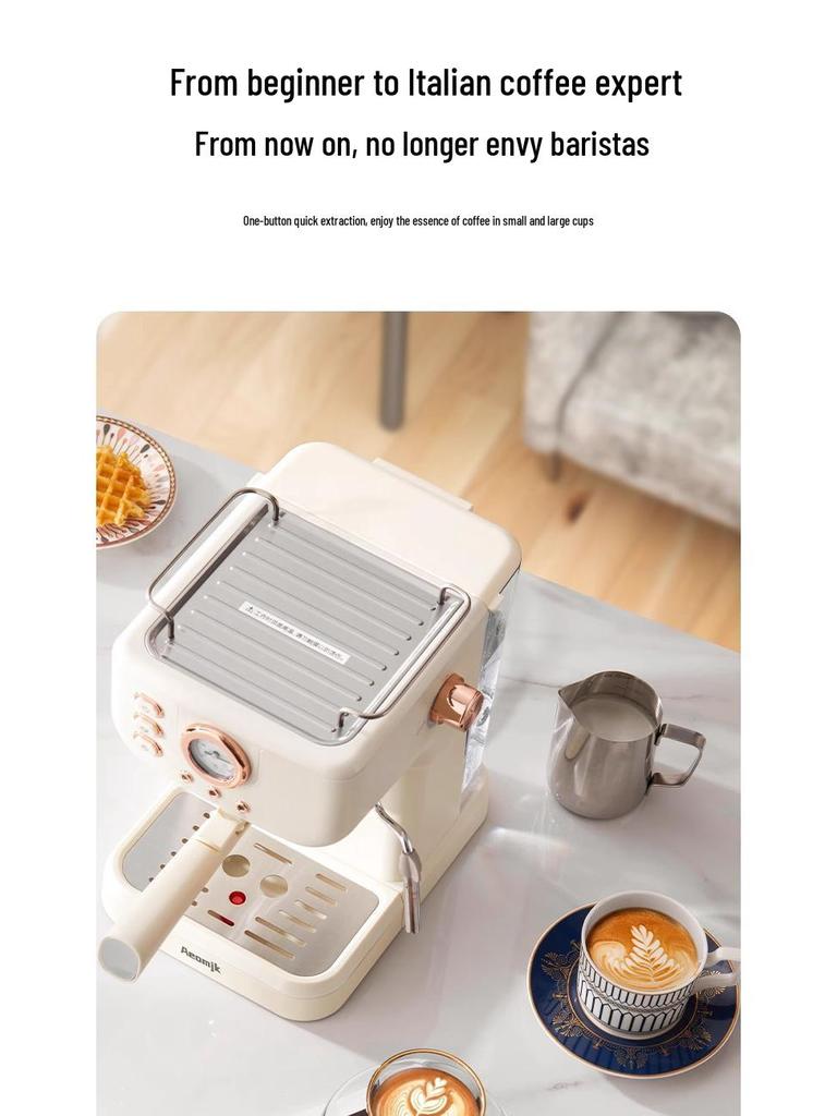 Ретро полуавтоматическая кофемашина высокого давления 20 Бар с капучинатором